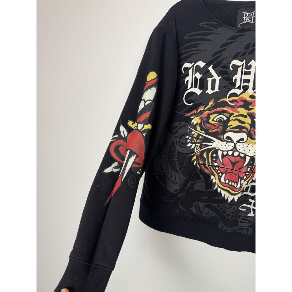 Ed Hardy Sweatshirt Adults Men Medium Black Tiger Graphic Pullover Tattoo - Picture 2 of 14